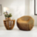 Custom modern wooden parametric egg chair with coffee table