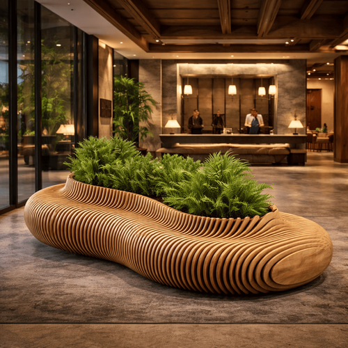 Verdant Serpentine Wood Bench | Zorka Furniture