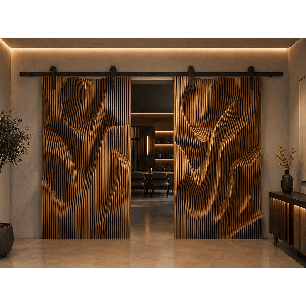 sahara dunes luxury wood interior sliding door parametric sculptural design modern interior