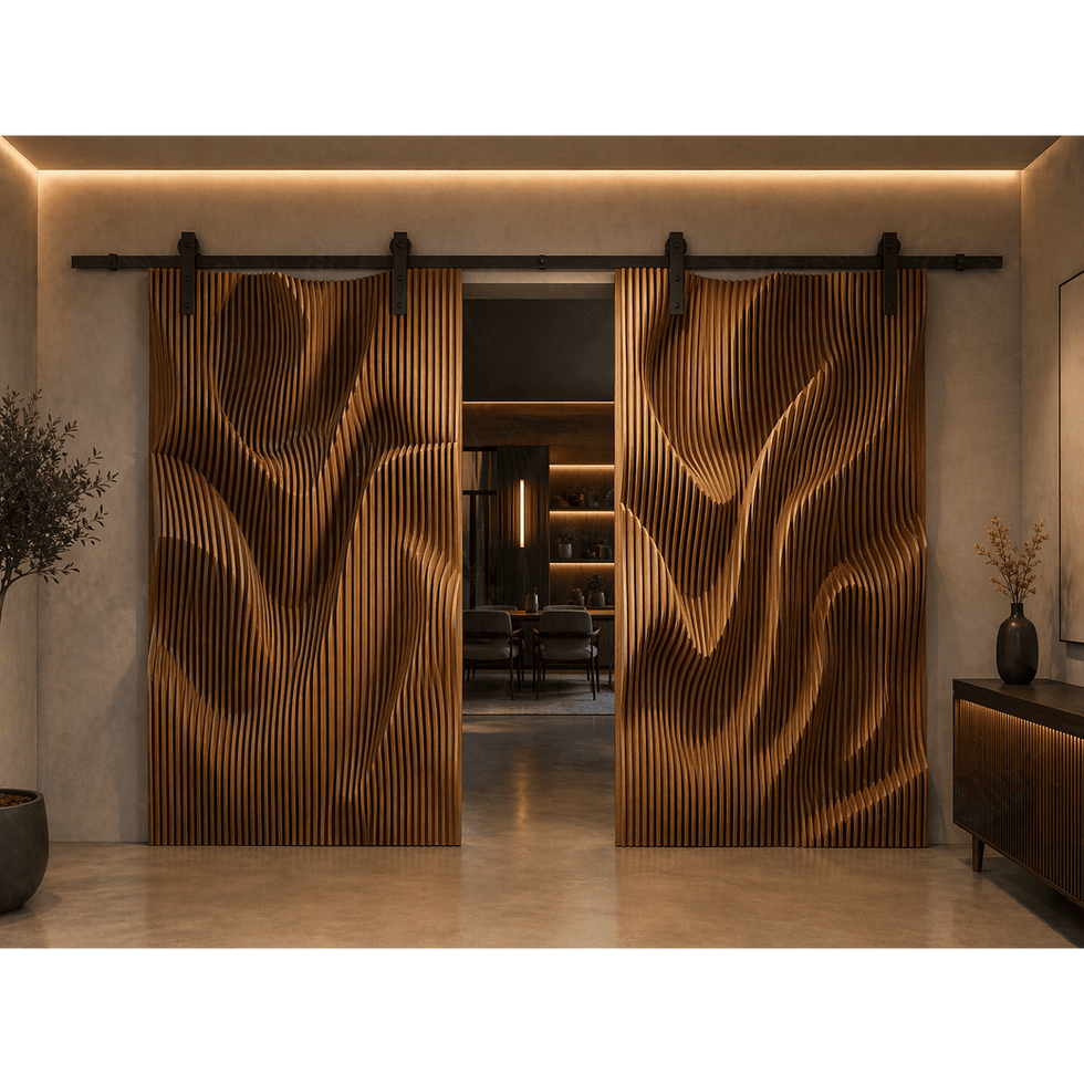 sahara dunes luxury wood interior sliding door parametric sculptural design modern interior
