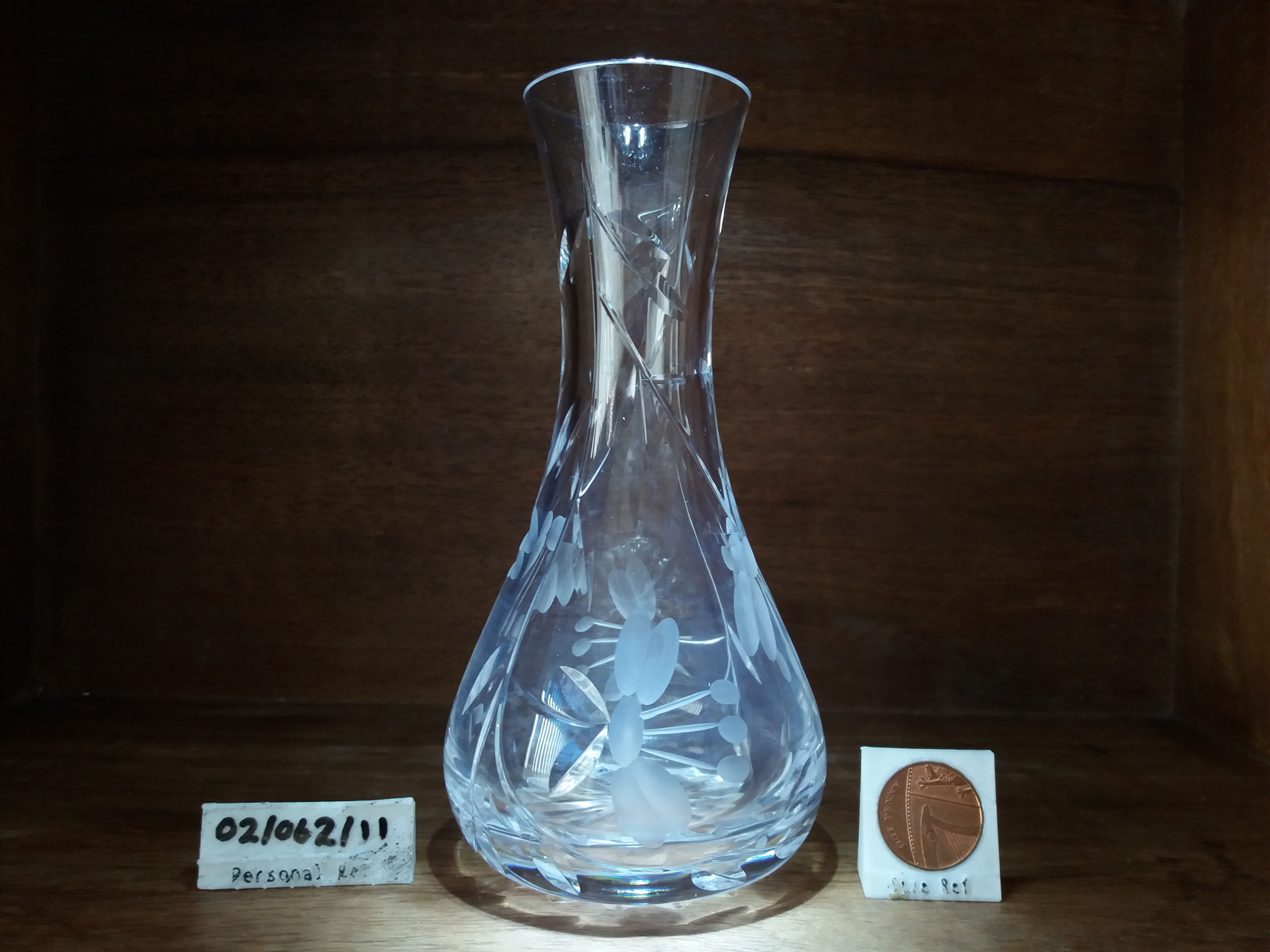 Floral Etched Glass Vase