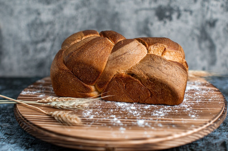 Braided Brioche Loaf Side View