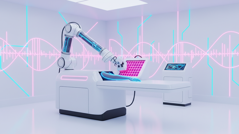 Eye-level view of waxing station equipped with automated hair removal technology