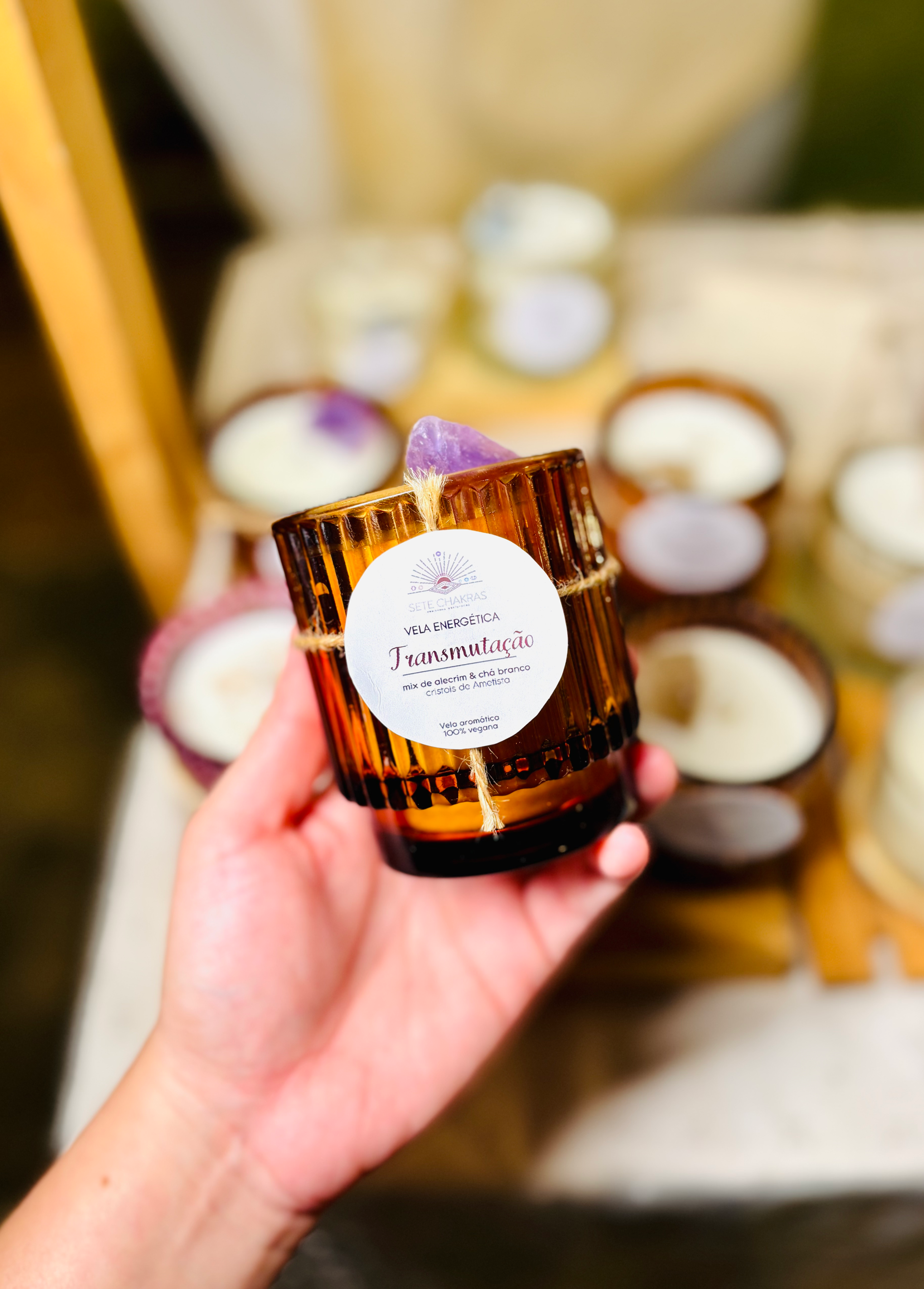 Vela Cravejada Transmutação (Ametista) 