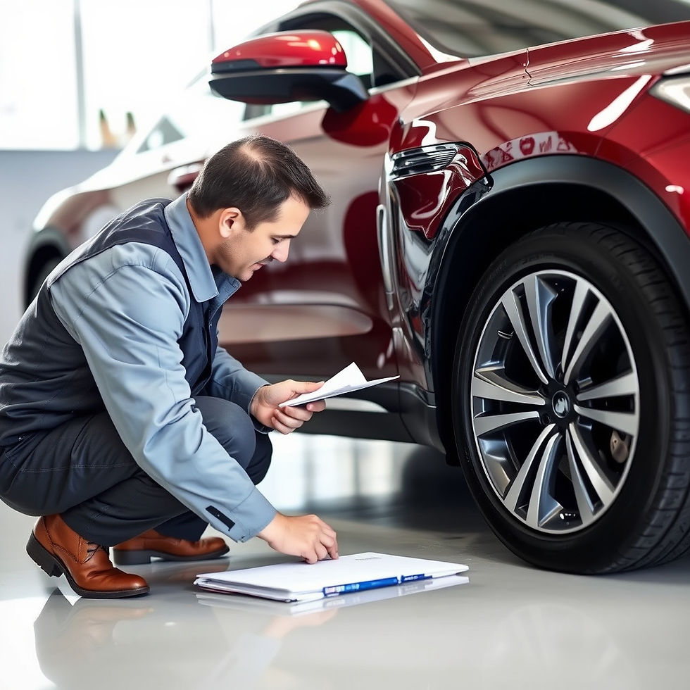 Appraiser assessing damage on a high end vehicle.jpg