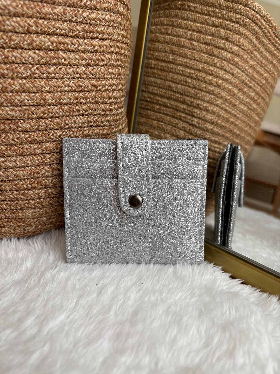 Çıtçıt Kapamalı Simli Cüzdan Kartlık Aksesuar