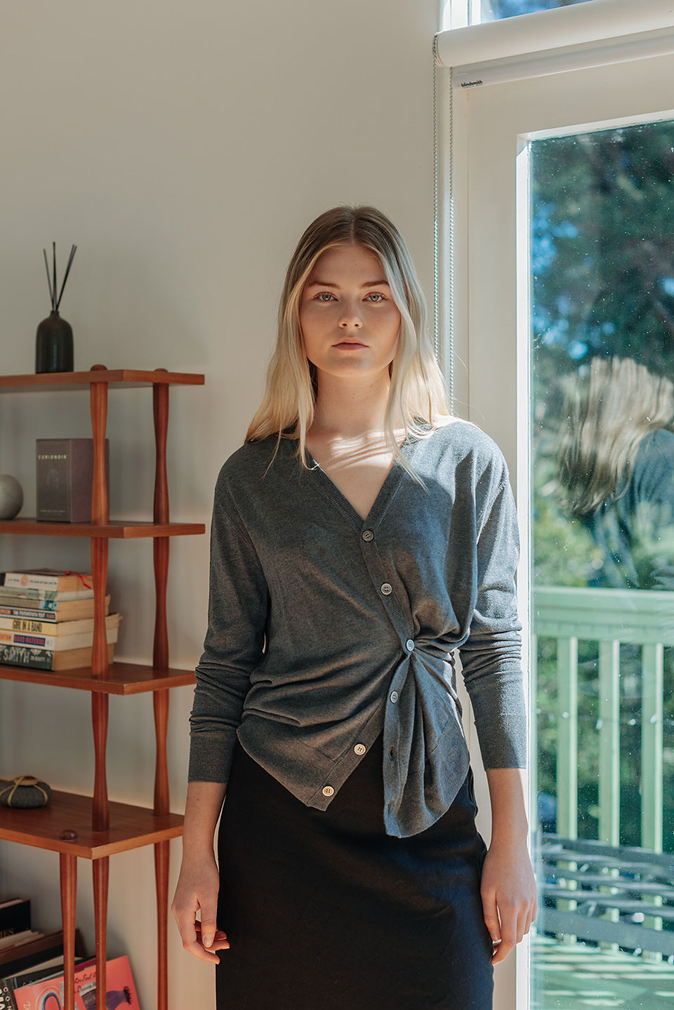 Silk Cashmere Asymmetrical Cardigan in Warm Sand 