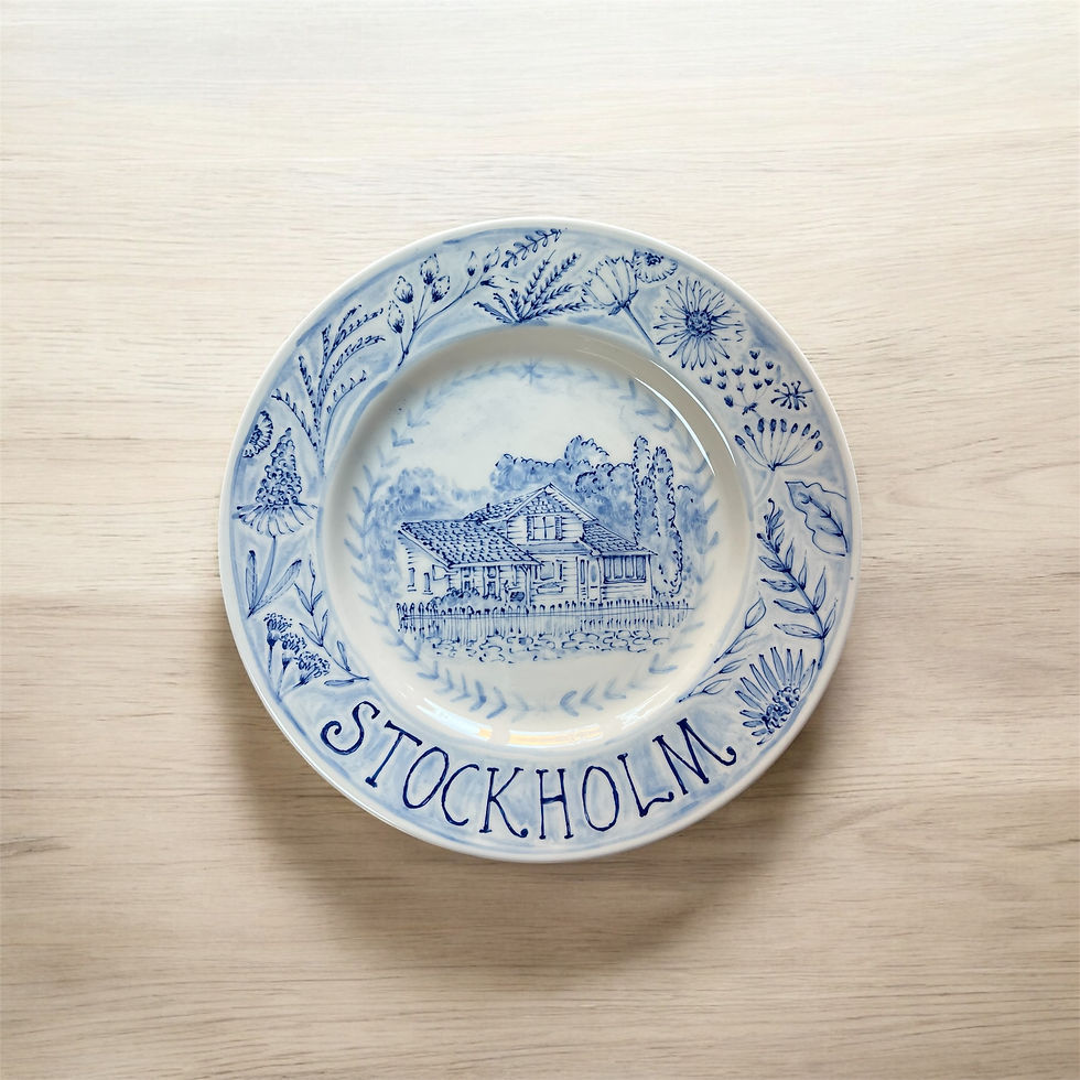 Thumbnail: Hand-Painted House Portrait Plate — MEDIUM