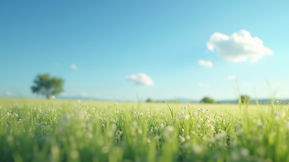 Close-up view of a serene landscape with a clear blue sky