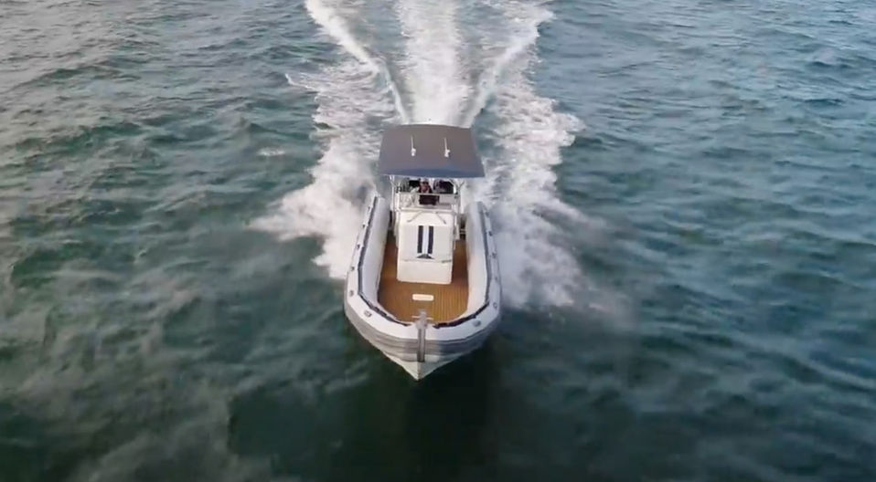 9.5m Searaider rib front view