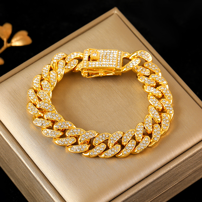 EILIECK 316L Stainless Steel Gold Color Cuban Chain Bracelet For Women Men Trend