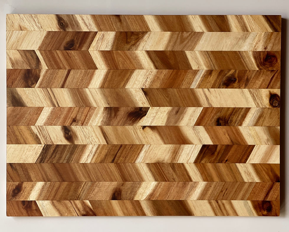 Herringbone Acacia Cutting board with Laser Engraving