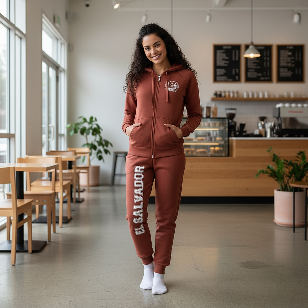 Miniatura: Conjunto Terracota de El Salvador para Mujer – Sudadera con Cierre y Pantalón