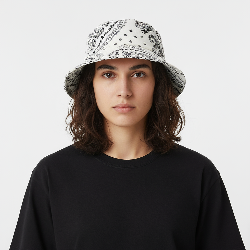 Miniatura: Gorro de pescador con diseño bandana — Negro, Rojo o Blanco