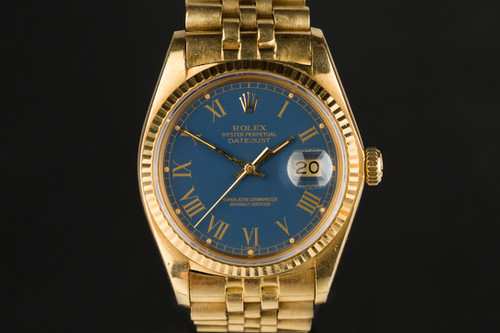 1978 Rolex Datejust Ref. 16018 Blue 'Buckley' dial in 18K Yellow