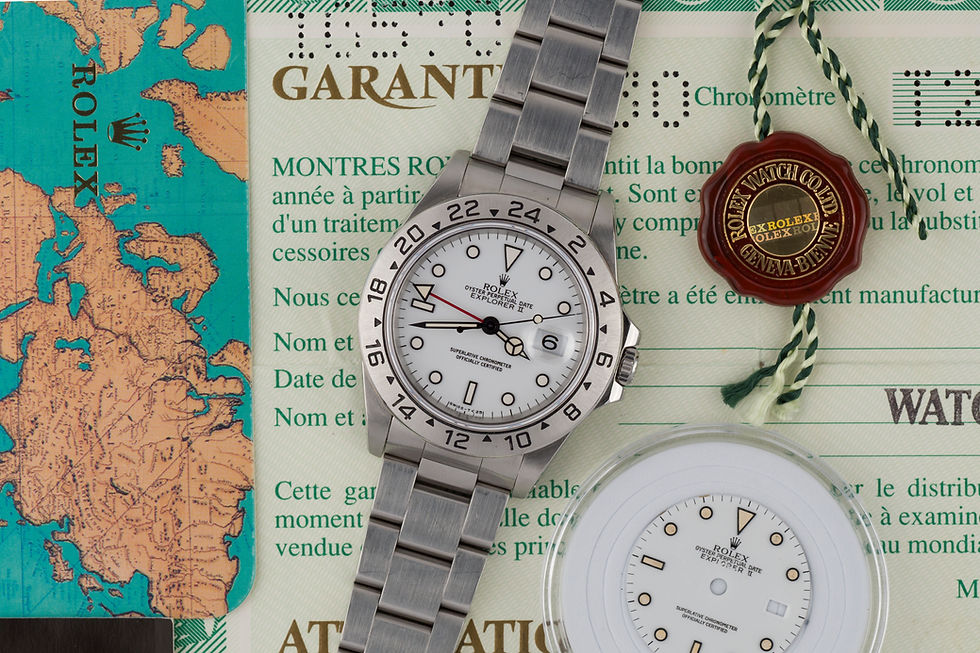 Thumbnail: 1996 Rolex Explorer II Ref. 16570 Full Set case back sticker and extra dial