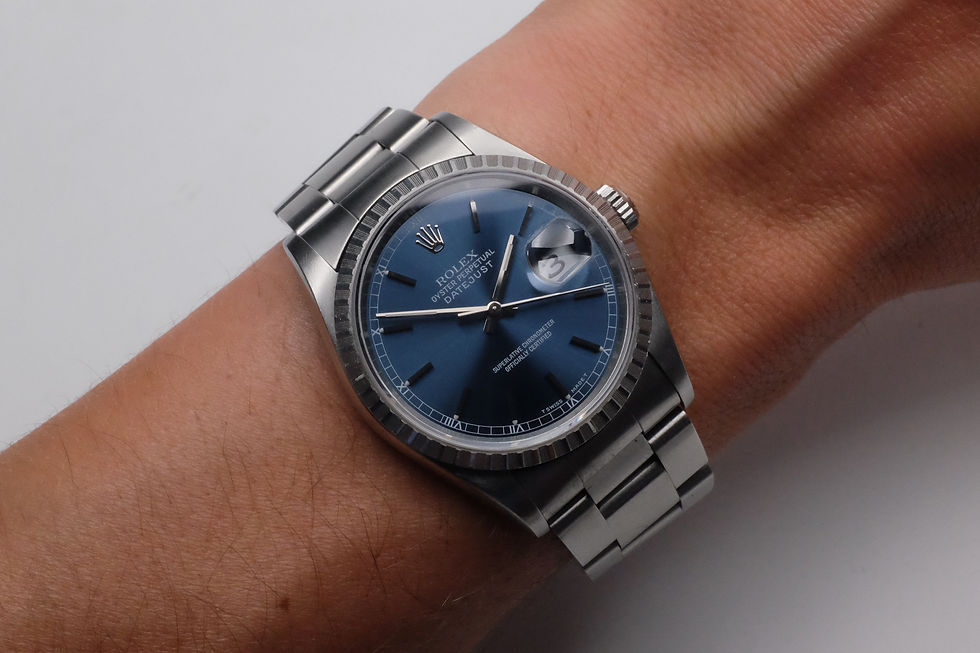 Thumbnail: 1996 Rolex Datejust Ref. 16220 'Blue Soleil dial' Full Set
