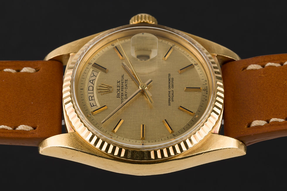 Thumbnail: 1973 Rolex Day-Date Ref. 1803 'Linen Sigma Champagne dial' 18K Yellow Gold