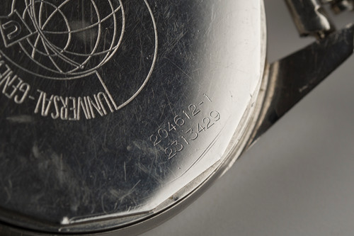 1960年フランス製純銀vintageペーパーウェイト兼ルーペ 1963 Universal Geneve Polerouter Ref. 204612/1 Silver dial 'Big