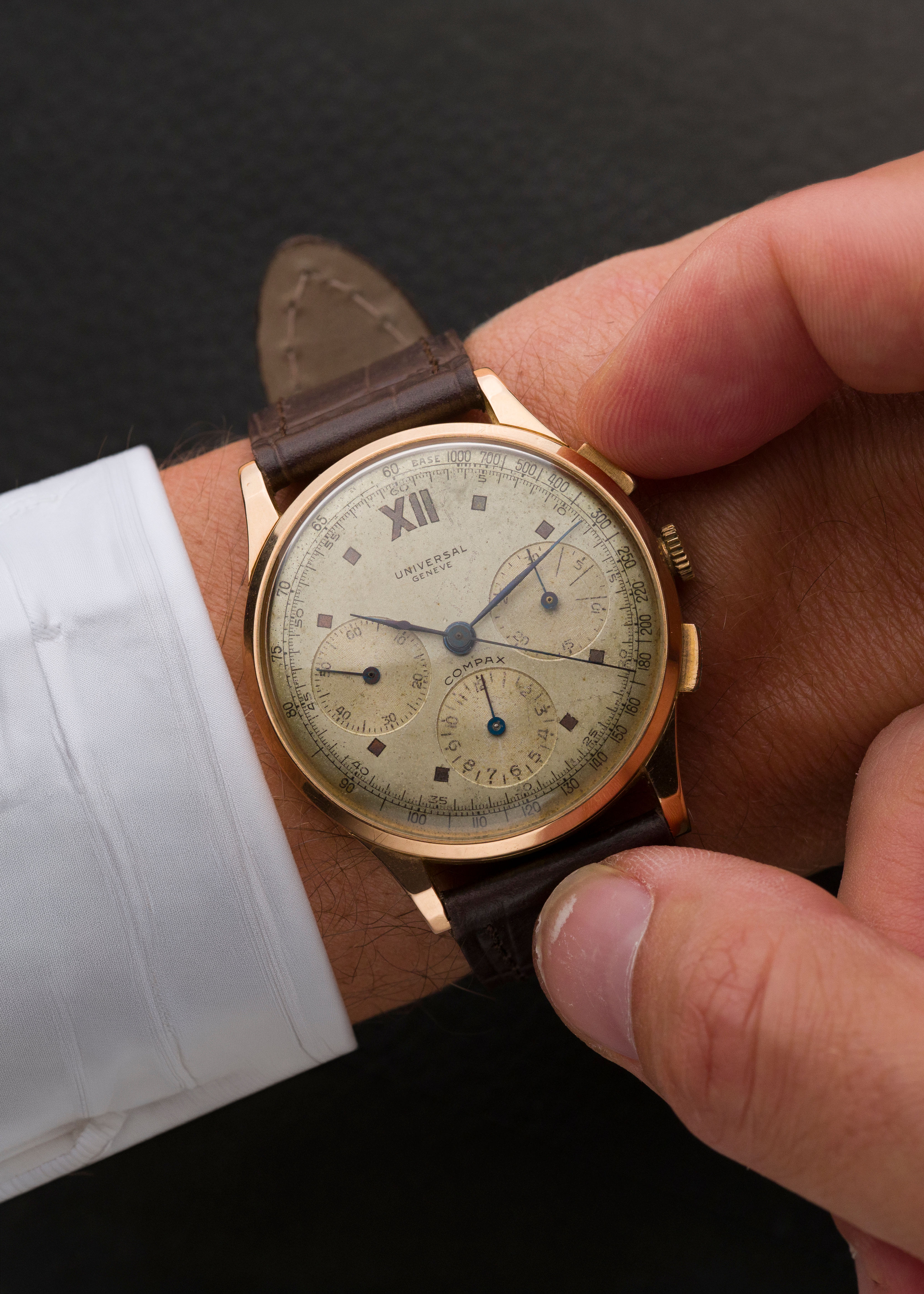 1940s Universal Geneve 'Compax' Ref. 12545 in 18K Rose Gold