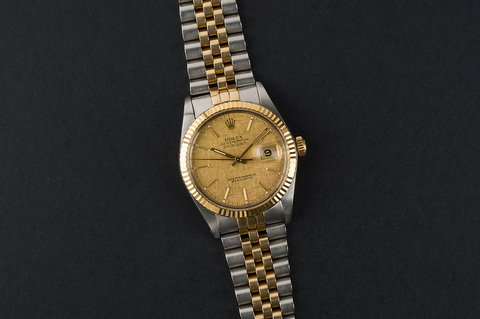 Thumbnail: 1976 Rolex Datejust Ref. 16013 golden 'Linen' dial