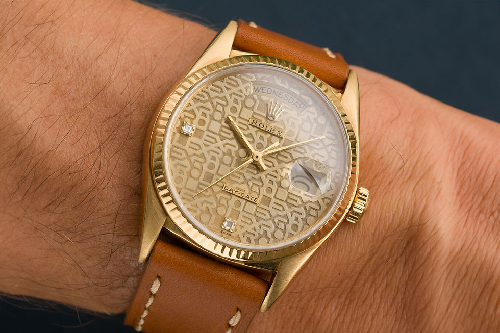 Thumbnail: 1985 Rolex Day-Date Ref. 18038 Champagne 'Jubilee' 6-9 Factory Set Diamond dial