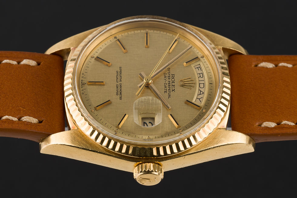 Thumbnail: 1973 Rolex Day-Date Ref. 1803 'Linen Sigma Champagne dial' 18K Yellow Gold