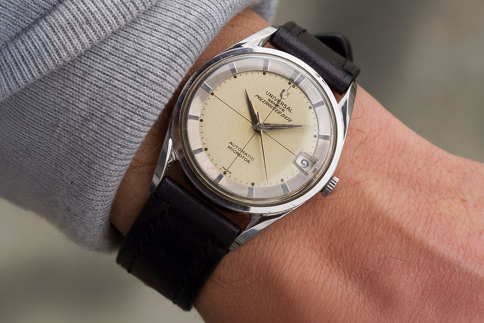 Thumbnail: 1960 Universal Genève Polerouter Date Ref. 204610-1 Cream 'Panna' dial with Box