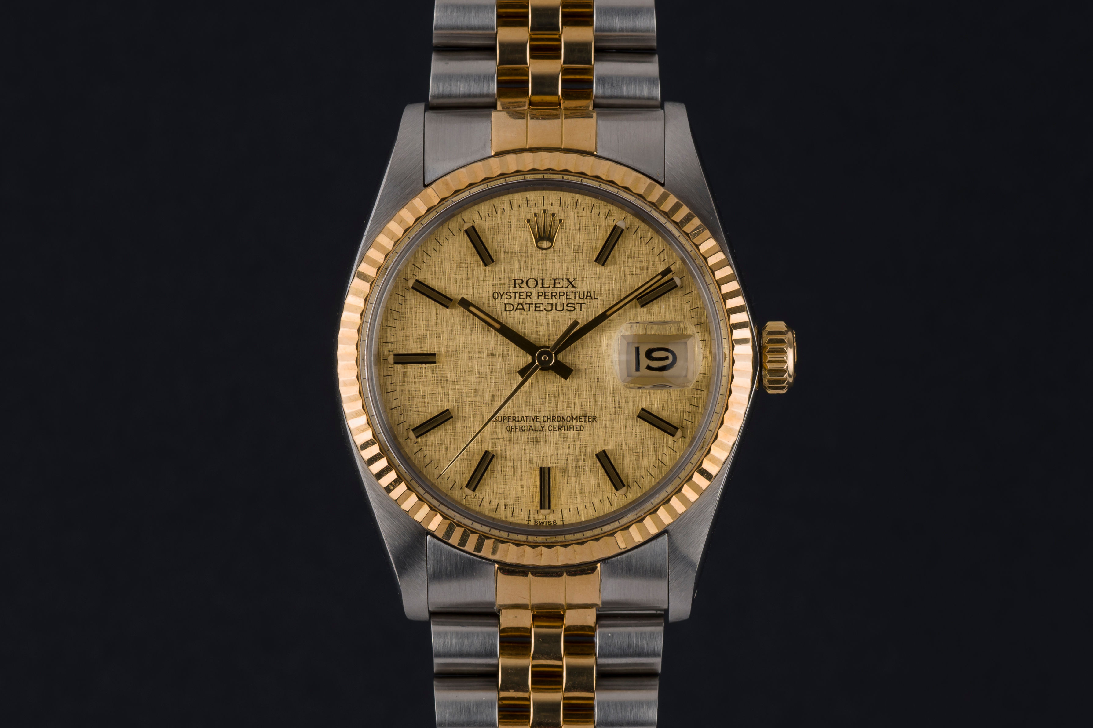 1984 Rolex Datejust Ref. 16013 'Wide boy’ Champagne Linen dial two tone