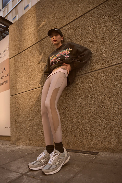 GLOW ACTIVEWEAR : PAINT BRUSH PRINT LEGGING -BROWN