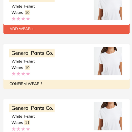 Mockup for confirmation of wear states showing red, yellow and green.