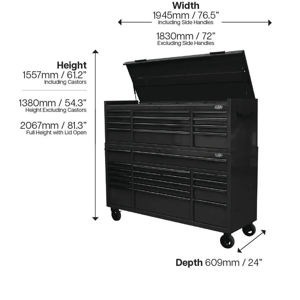 Thumbnail: MAXIM 72” 28 Drawers Roll Cabinet + Chest Toolbox  Combo