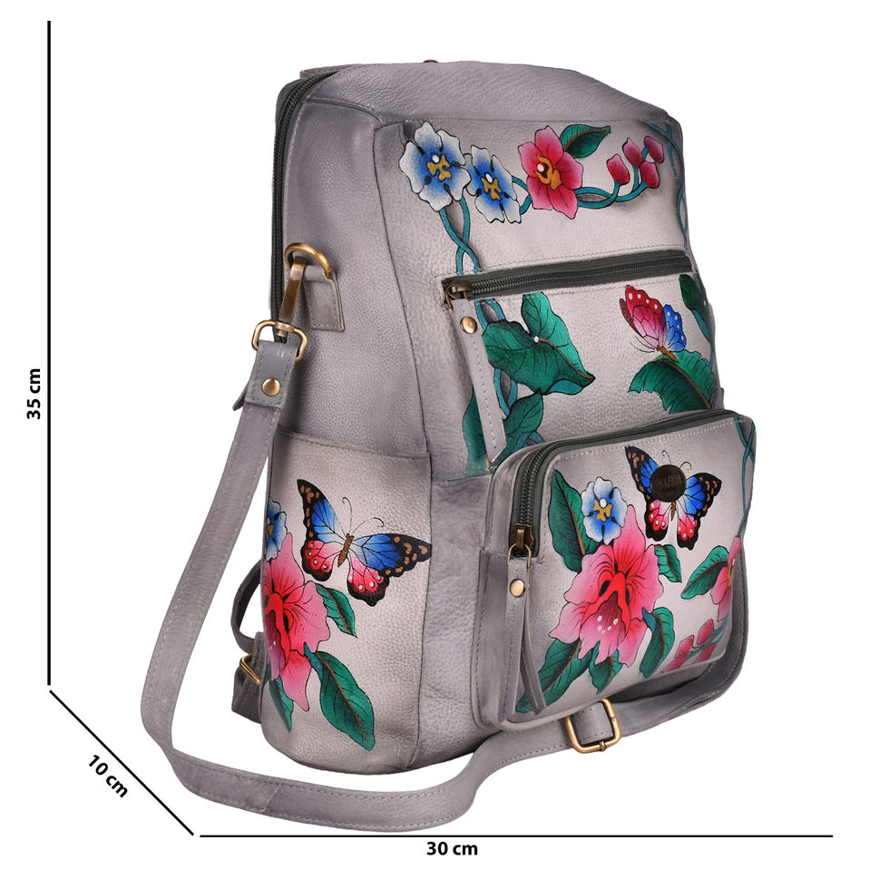 Eden's Blossom Hand Painted Leather Backpack