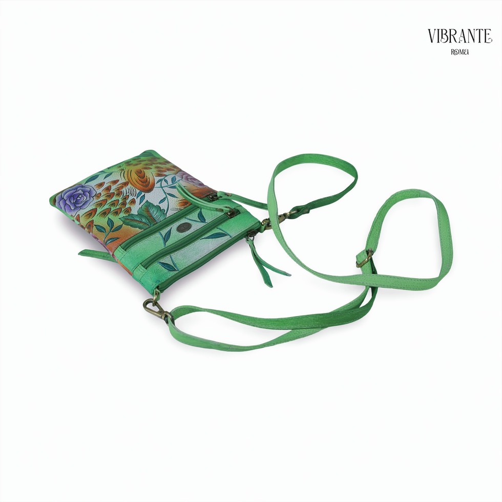 Phoenix Rose Hand Painted Leather Sling Bag