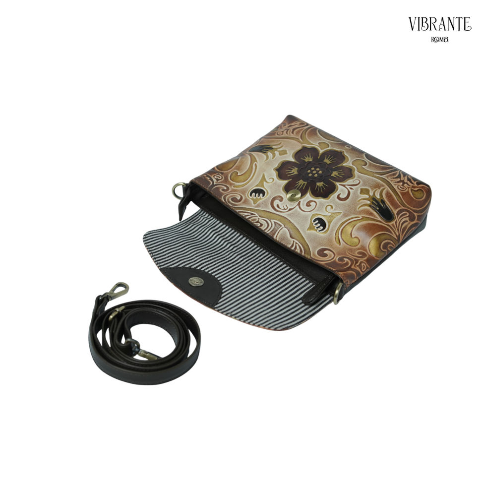 Charming Hibiscus Embossed Shoulder Bag
