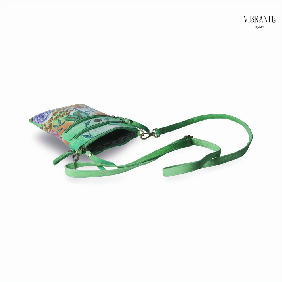 Phoenix Rose Hand Painted Leather Sling Bag