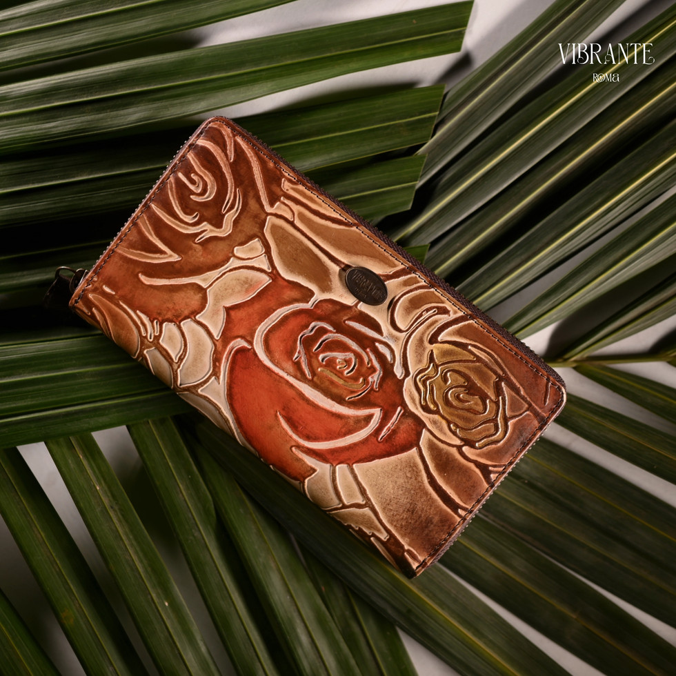 Rosewood Harmony Embossed & Hand Painted Leather Women's Wallet