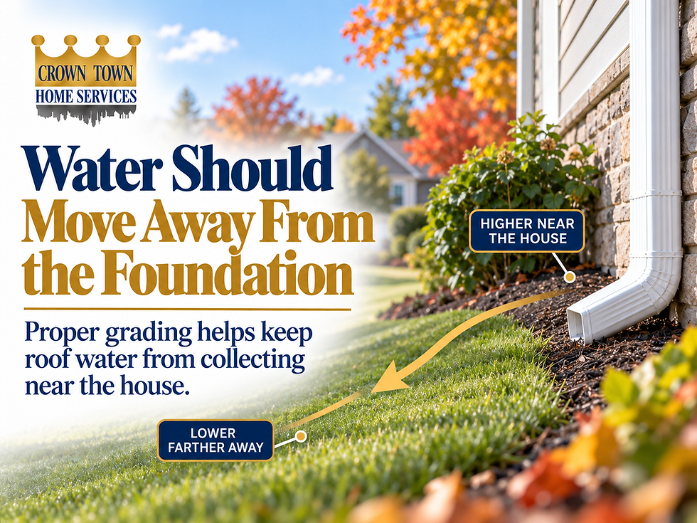 Illustration showing proper grading directing rainwater away from a Kansas City home foundation