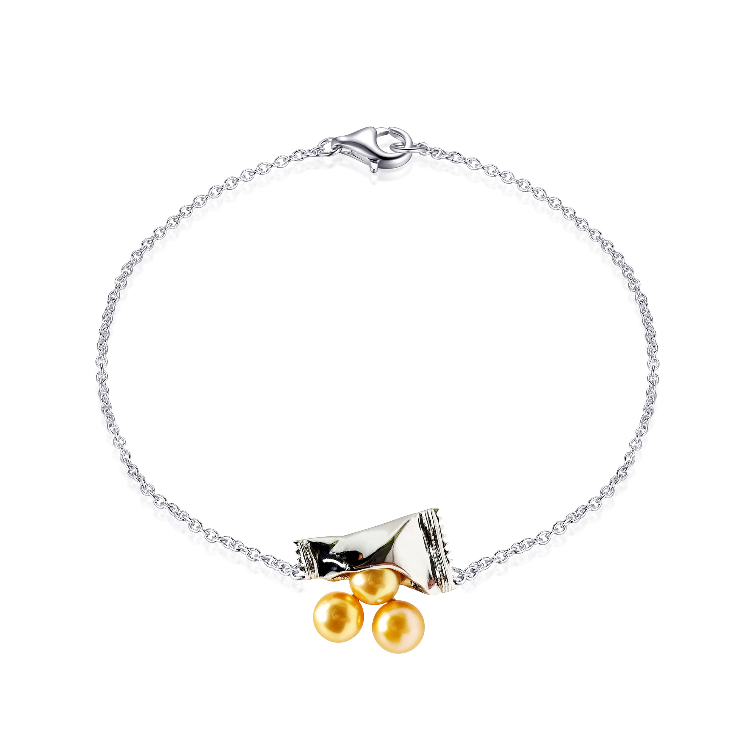 FRESHWATER PEARL WHITE GOLD PLATED SILVER BRACELET  BCSS65BRWG-YP