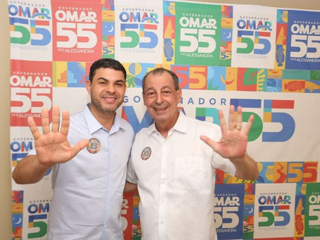Saullo Vianna reforça apoio a Omar Aziz com gesto “SOMAR” no segundo turno