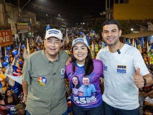 Saullo Vianna e senador Eduardo Braga participam de grande comício em Maués