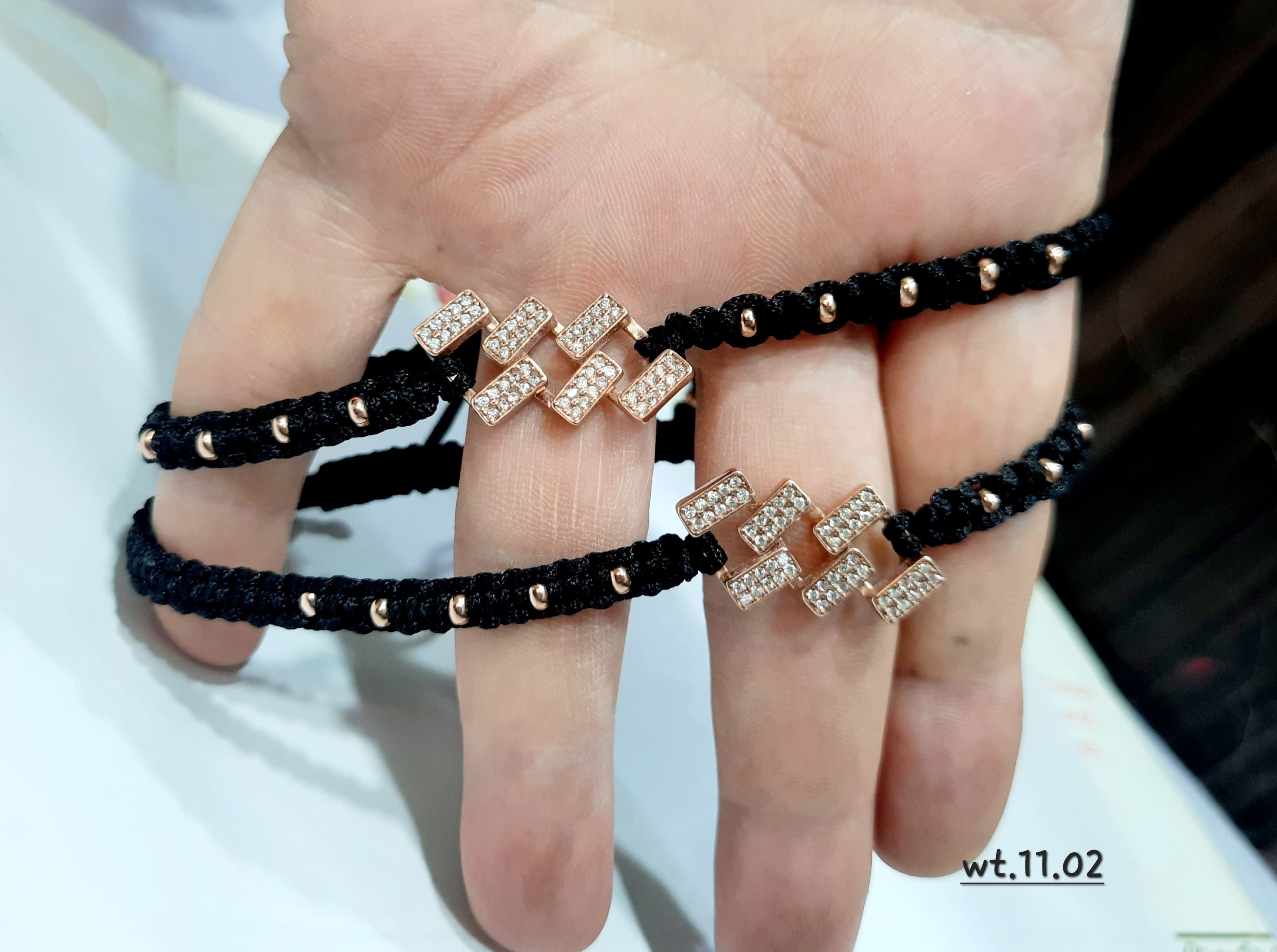 925 Black Thread Anklets with Rose Gold Finish - Vikas Jewellers