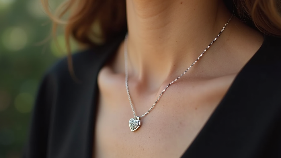 Close-up view of an elegant sterling silver necklace with a delicate pendant