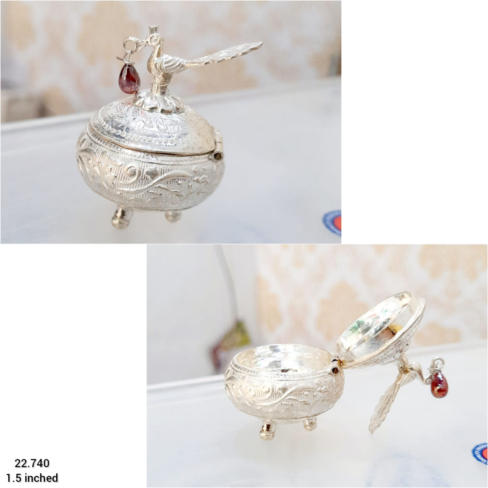 Silver vermilion box - sindhoor dibbi - VJVNS