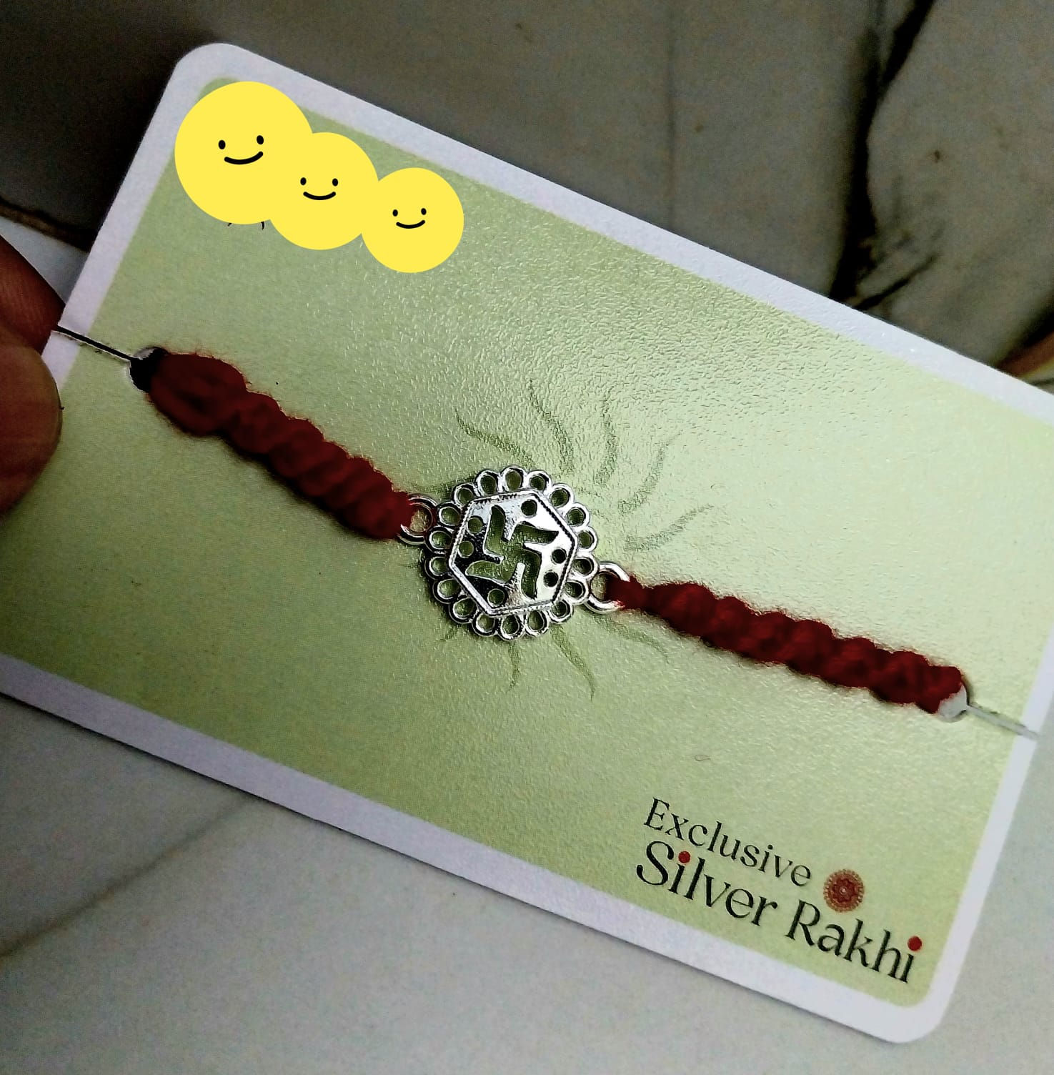 Silver Swastik Rakhi - Chandi ki Rakhi - Vikas Jeweller