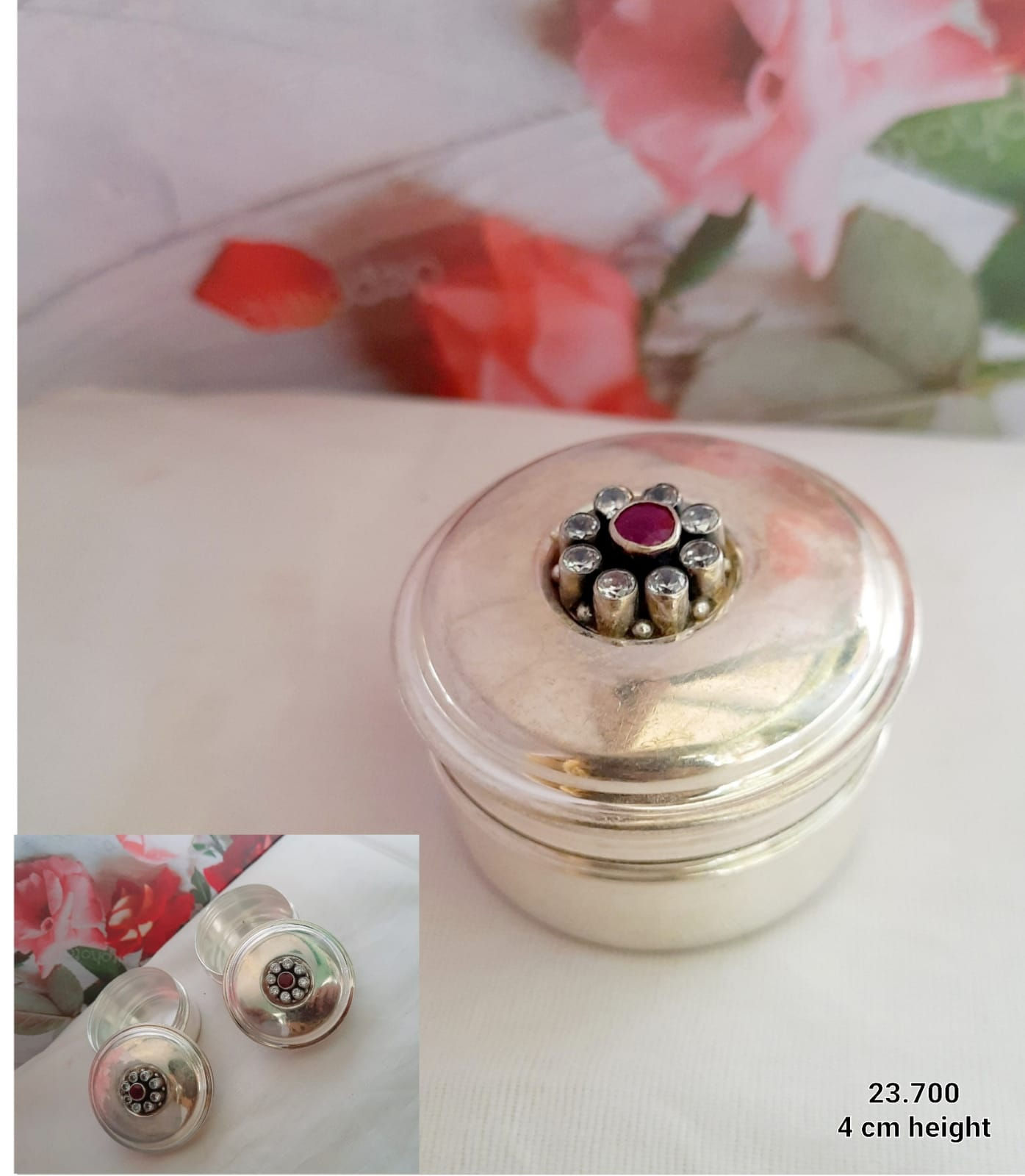 Silver vermilion box - sindhoor dibbi - VJVNS