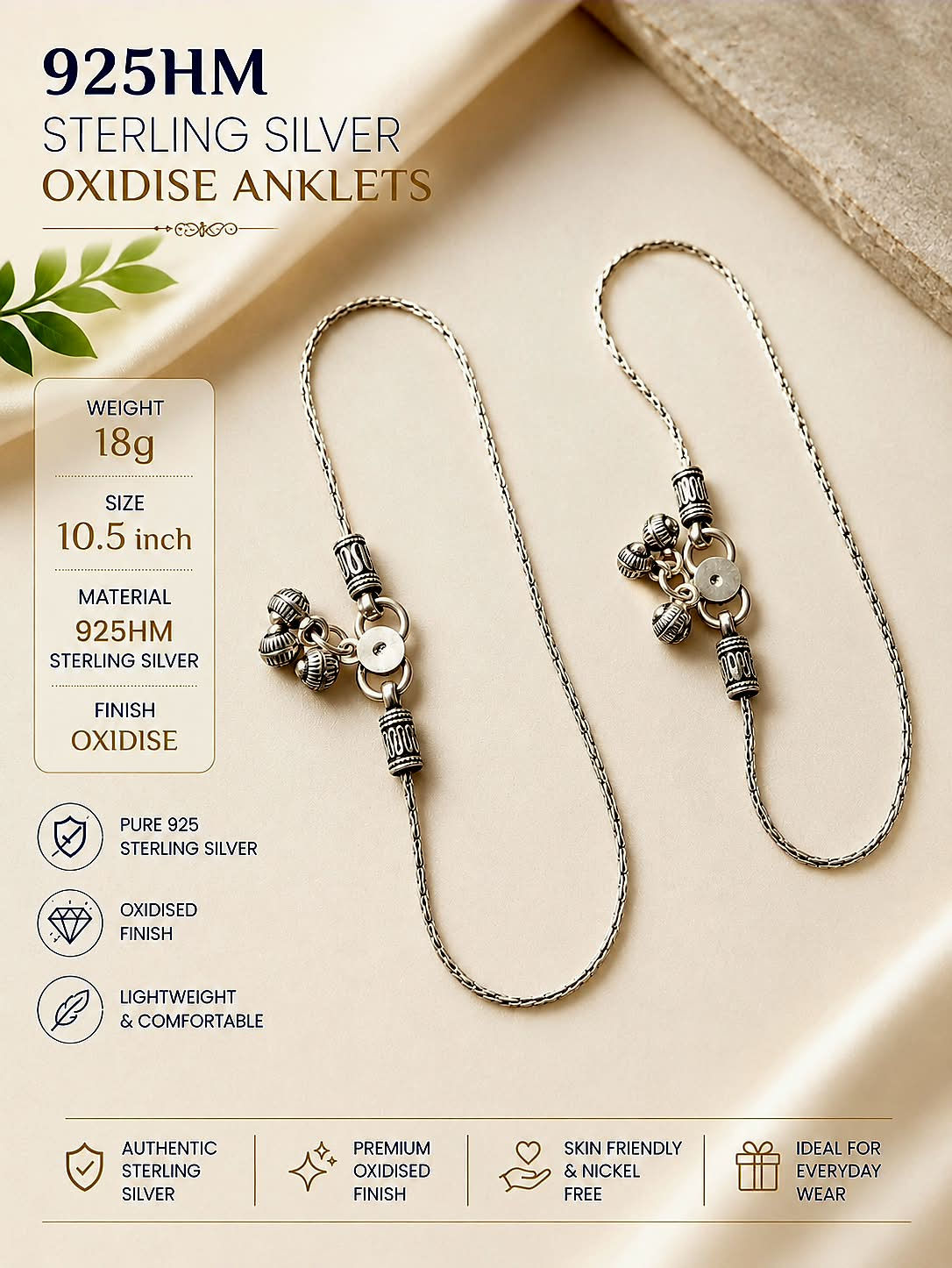 Buy Original 925 Sterling Silver Anklets - Vikas Jewellers Varanasi