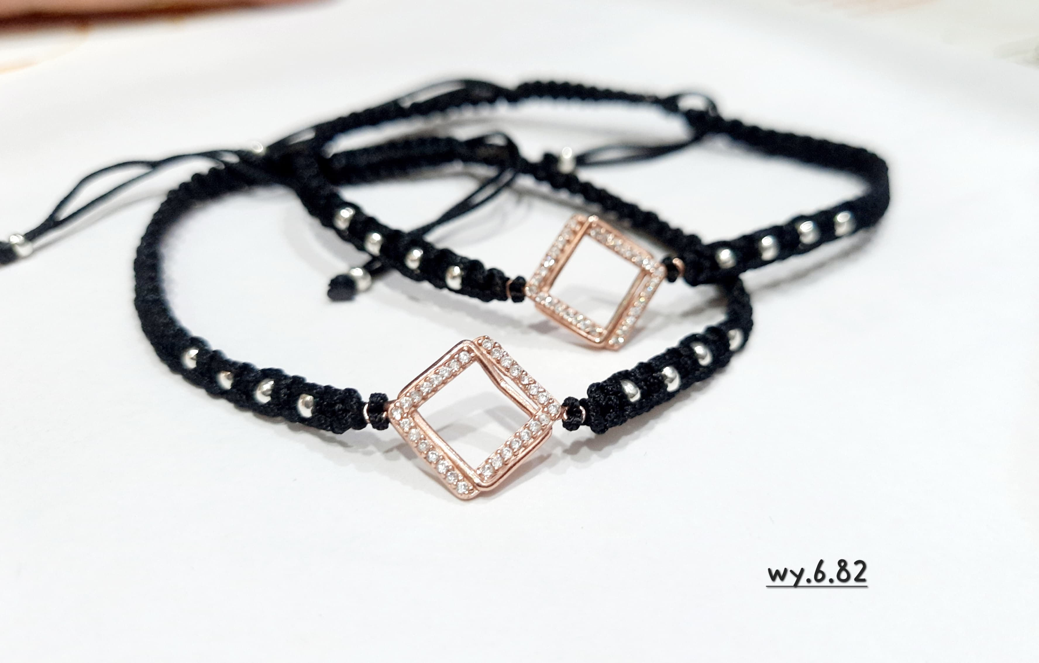 925 Black Thread Anklets with Rose Gold Finish - Vikas Jewellers