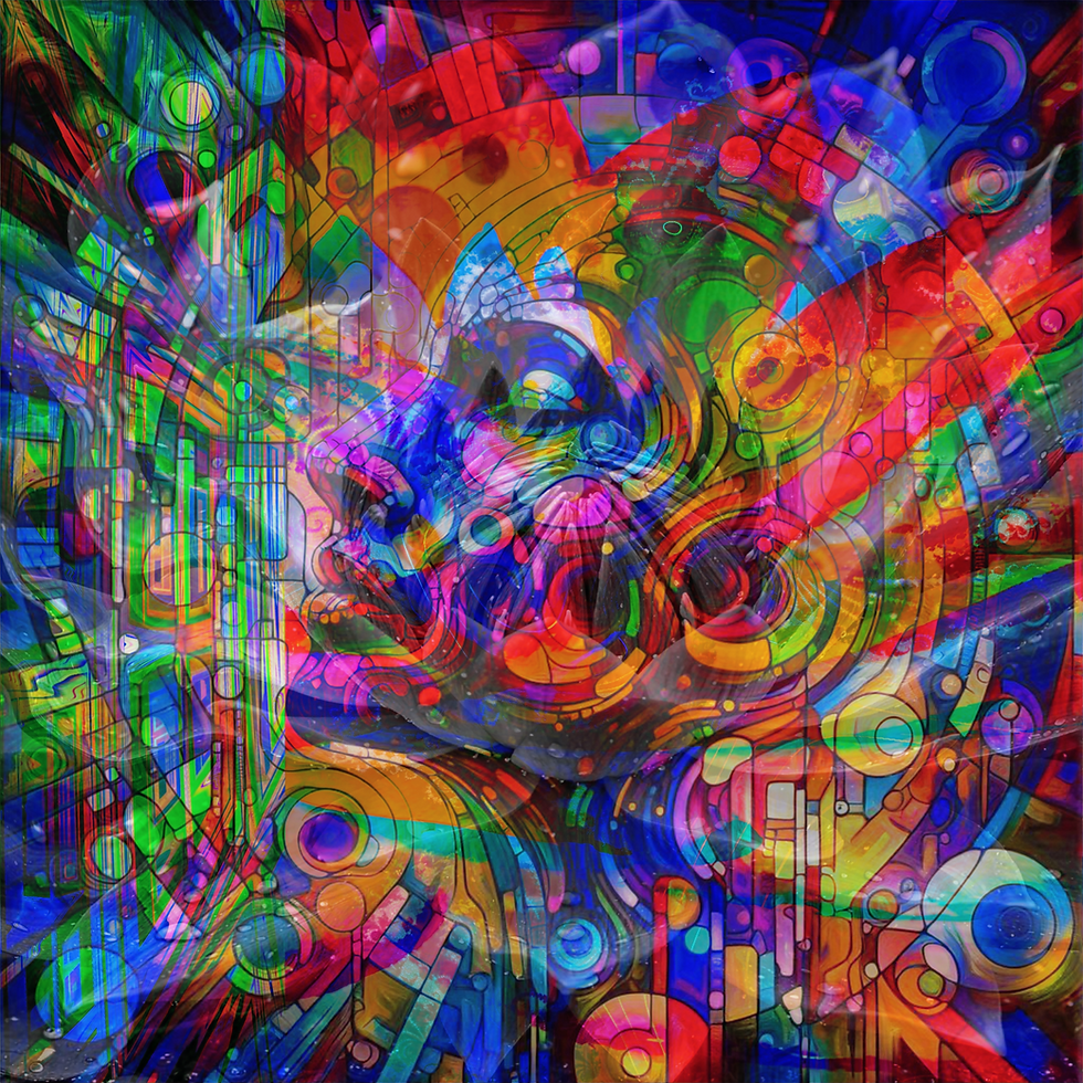 Stained Glass of a satisfied woman