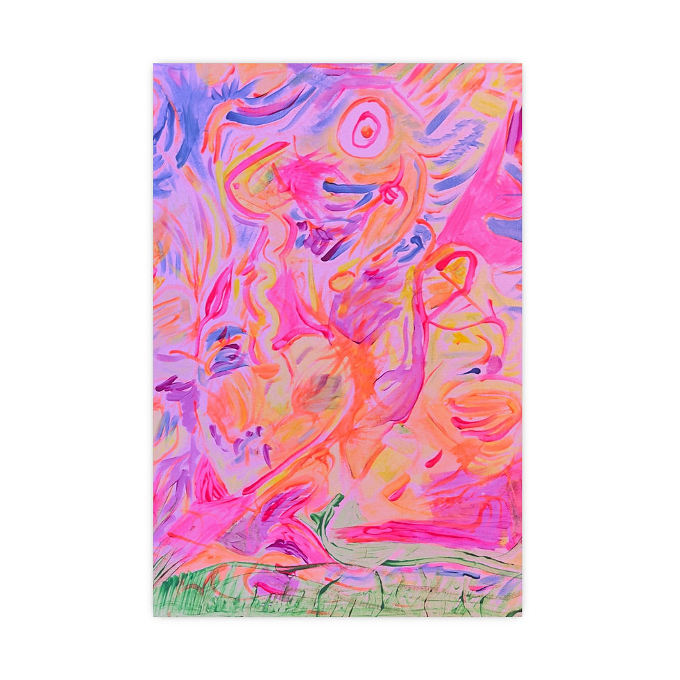 Thumbnail: Abstract painting: vibrant, swirling colors, creature-like form